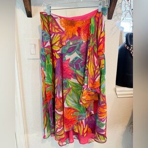 Lauren Ralph Lauren Floral Print
Wrap Skirt High Low Hem Colorful
Tropical 6